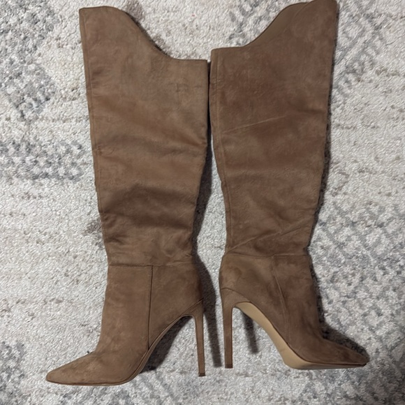 None west tan suede fall winter Brown High Heel Knee-High Boots 7 - Picture 3 of 7